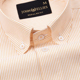 Zanrix Peach Stripe Button Down Oxford Cotton Shirt - John Ellies