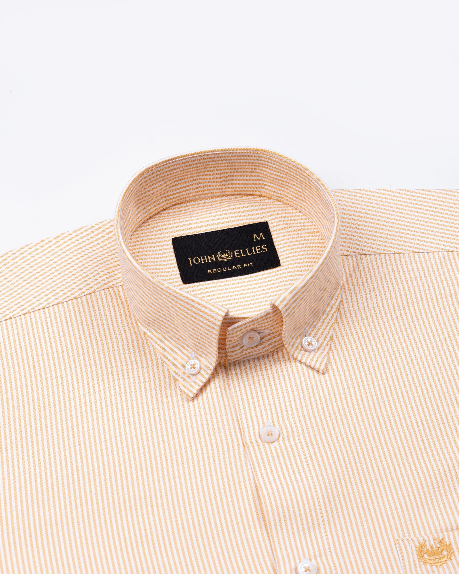 Zanrix Peach Stripe Button Down Oxford Cotton Shirt - John Ellies