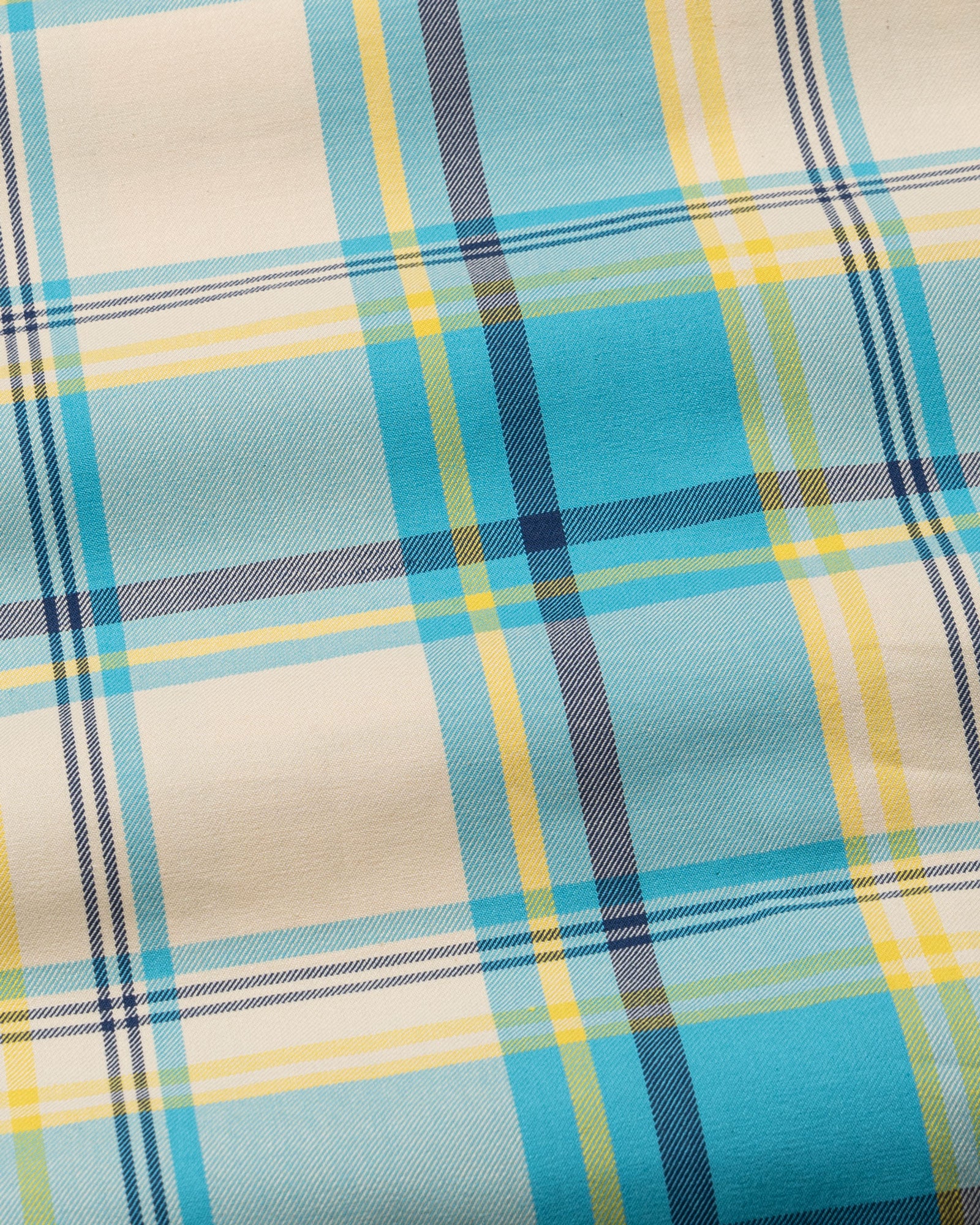 Venzia Cream With Cyan Check Cotton Shirt - John Ellies