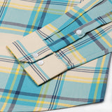 Venzia Cream With Cyan Check Cotton Shirt - John Ellies