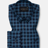 Venzia Navy Blue Check Cotton Shirt - John Ellies
