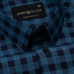 Venzia Navy Blue Check Cotton Shirt - John Ellies