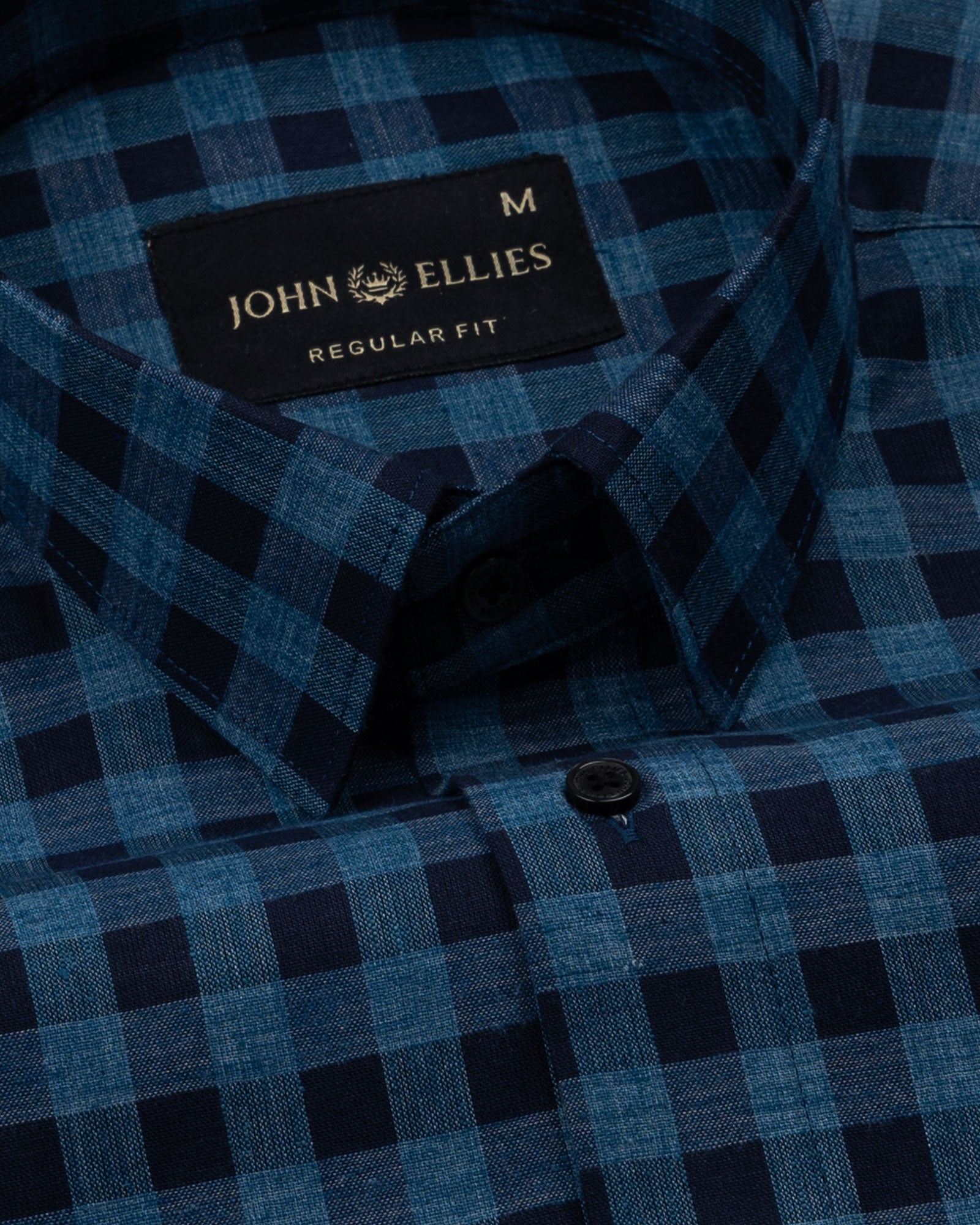 Venzia Navy Blue Check Cotton Shirt - John Ellies