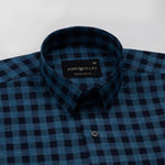 Venzia Navy Blue Check Cotton Shirt - John Ellies