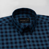 Venzia Navy Blue Check Cotton Shirt - John Ellies