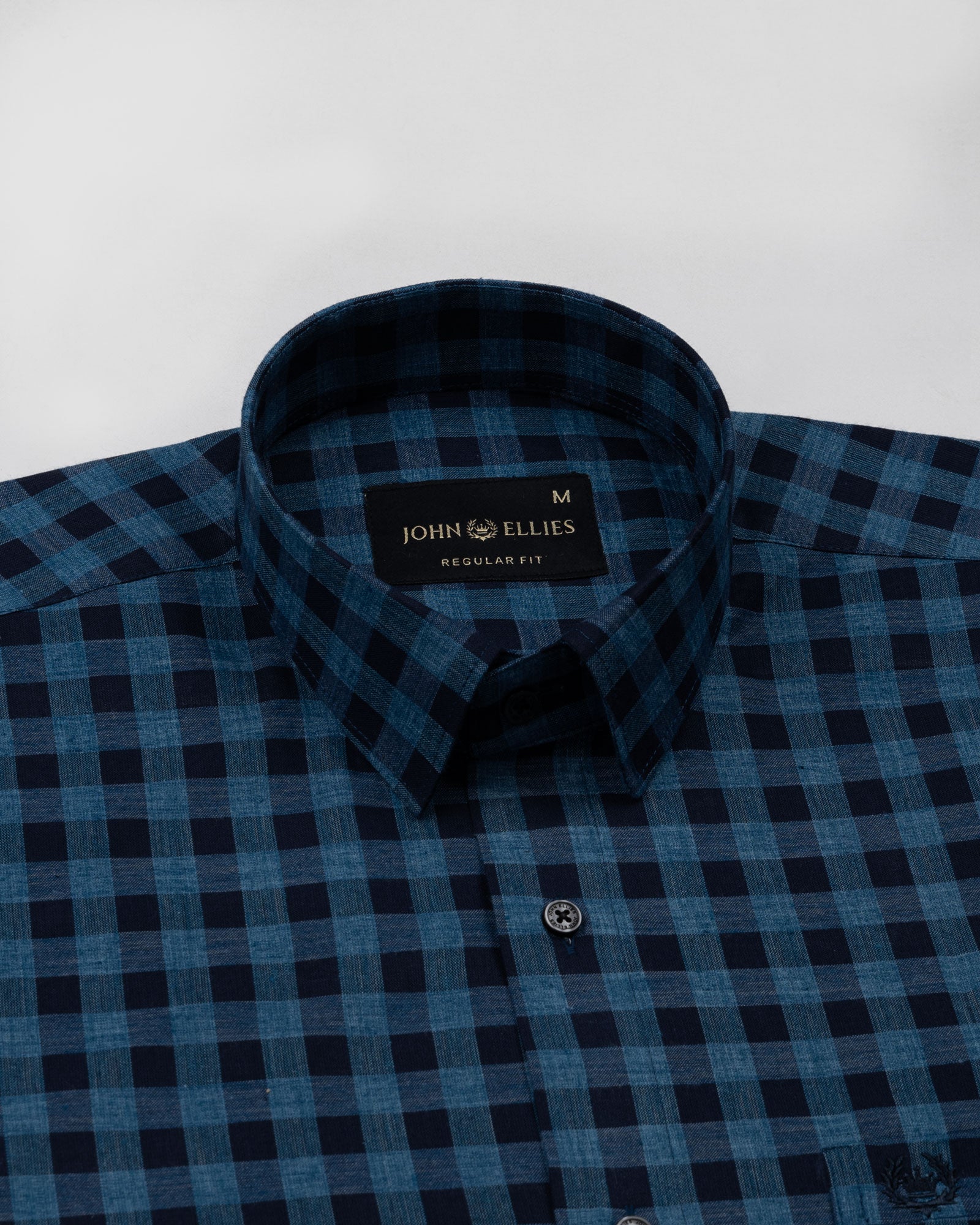 Venzia Navy Blue Check Cotton Shirt - John Ellies