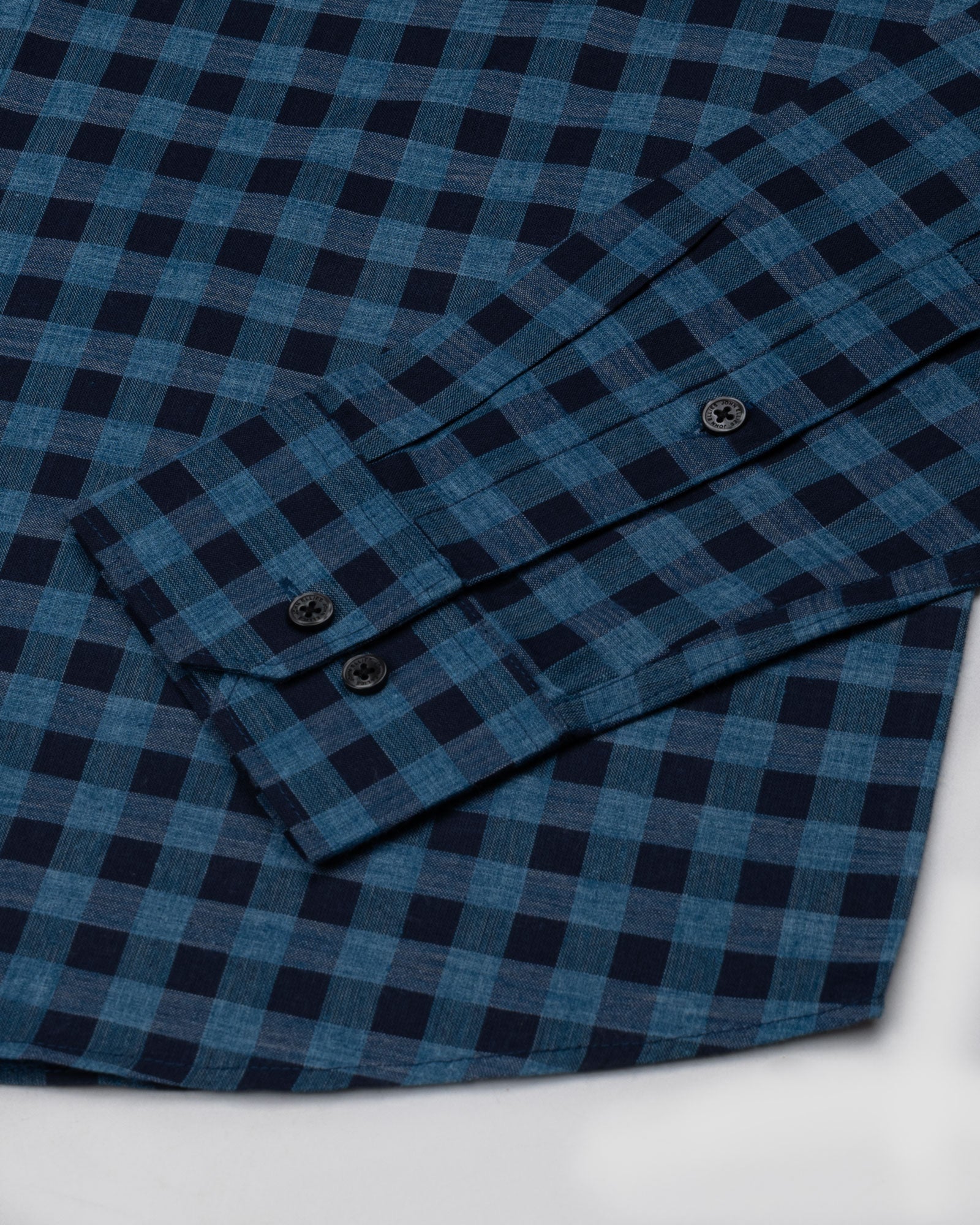 Venzia Navy Blue Check Cotton Shirt - John Ellies