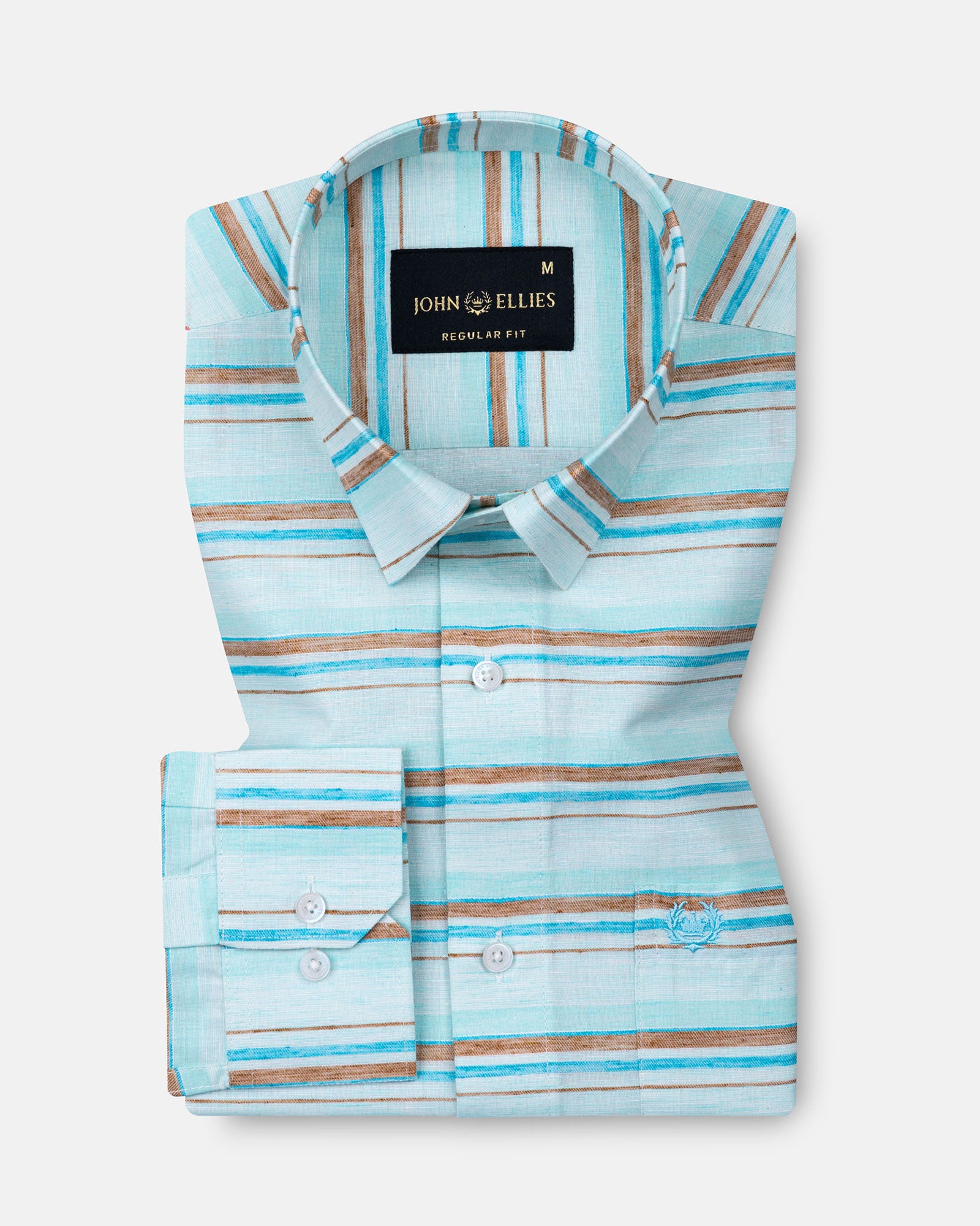 Venzia Powder Blue Stripes Linen Shirt - John Ellies