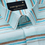 Venzia Powder Blue Stripes Linen Shirt - John Ellies