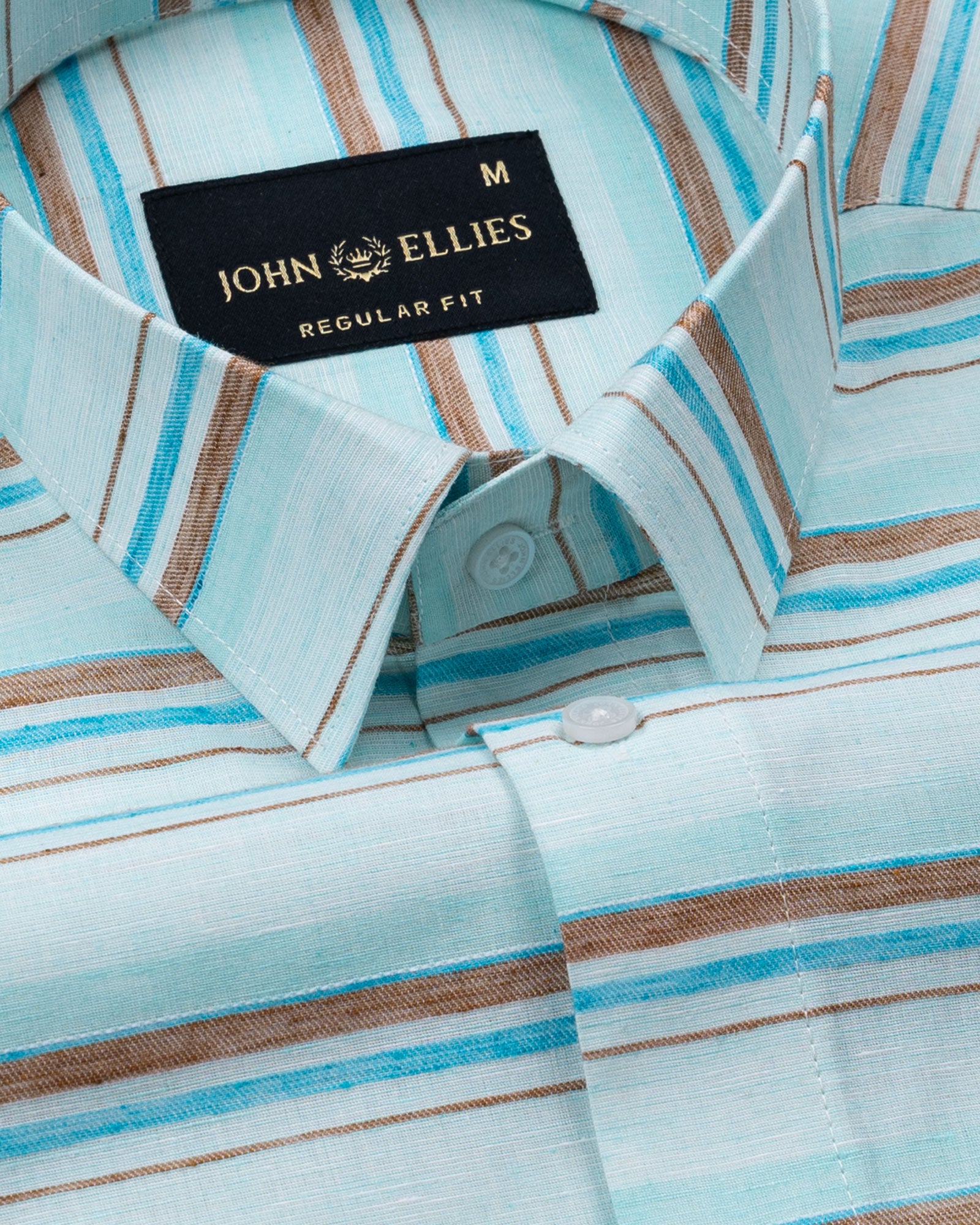 Venzia Powder Blue Stripes Linen Shirt - John Ellies