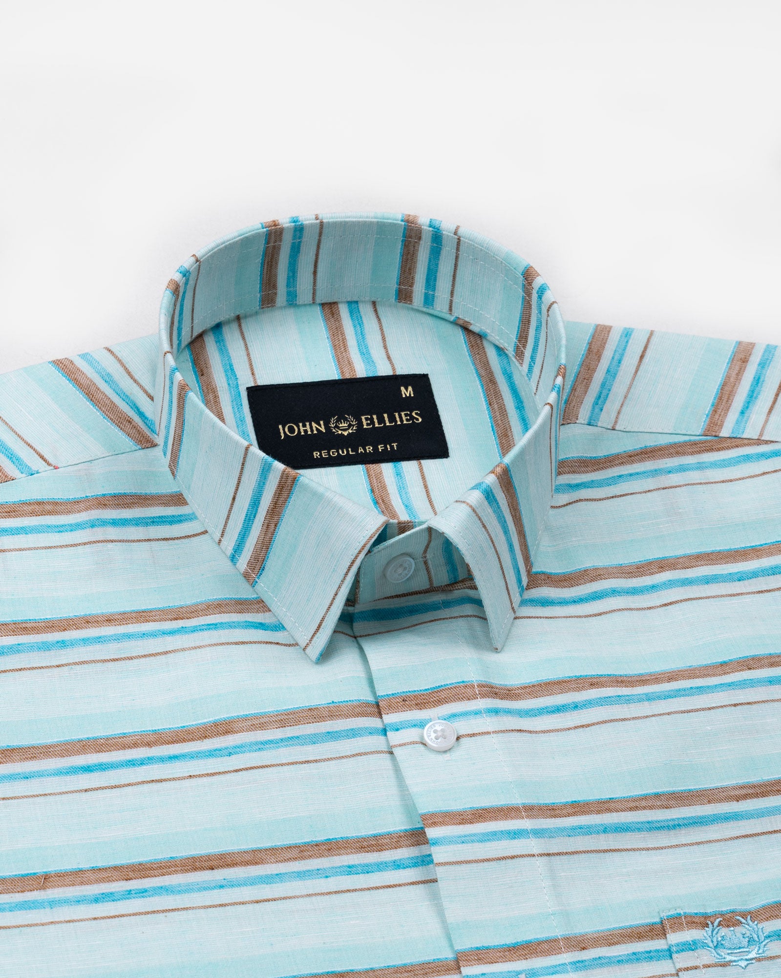 Venzia Powder Blue Stripes Linen Shirt - John Ellies