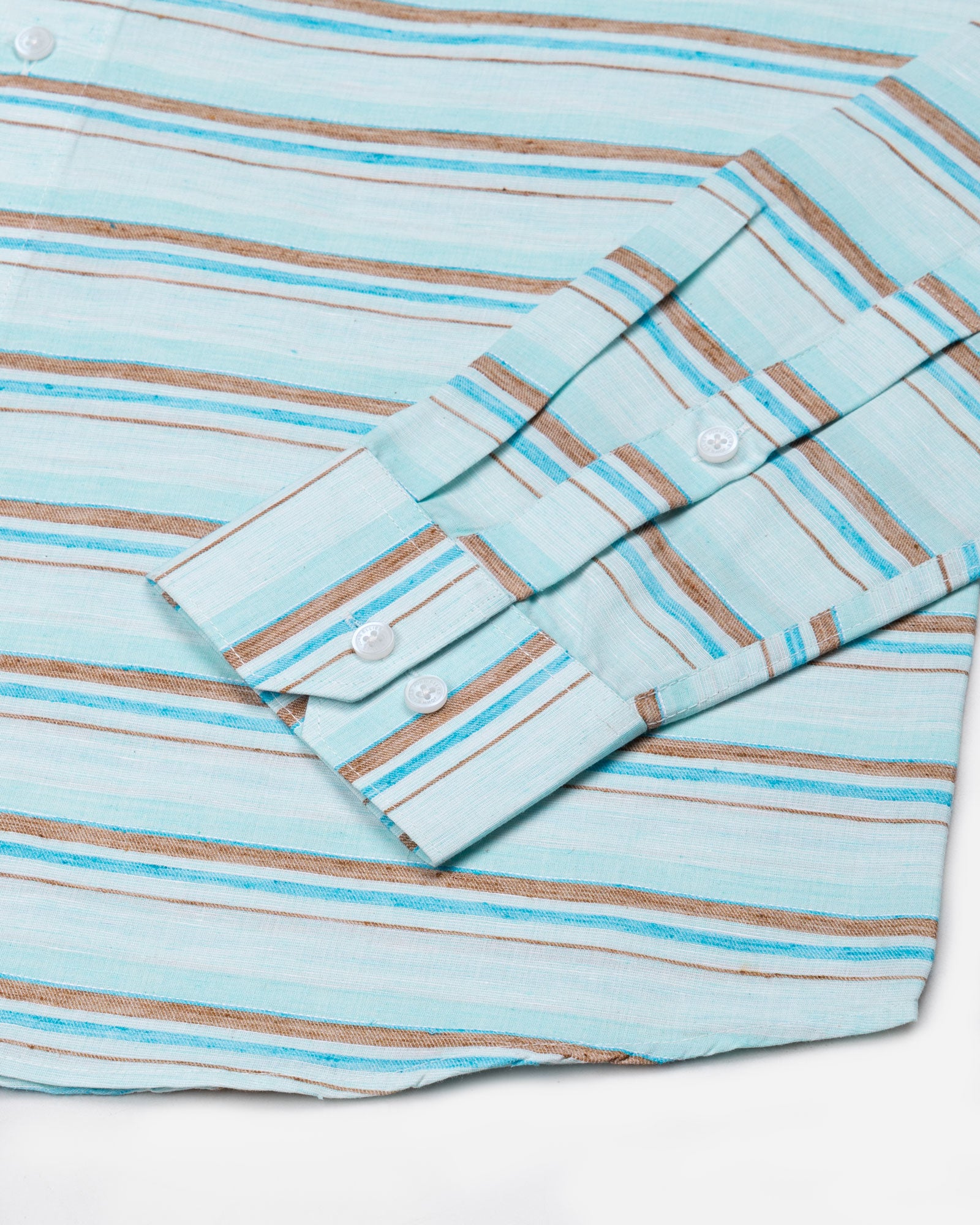 Venzia Powder Blue Stripes Linen Shirt - John Ellies