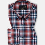 Venzia Red Check Textured Cotton Shirt - John Ellies