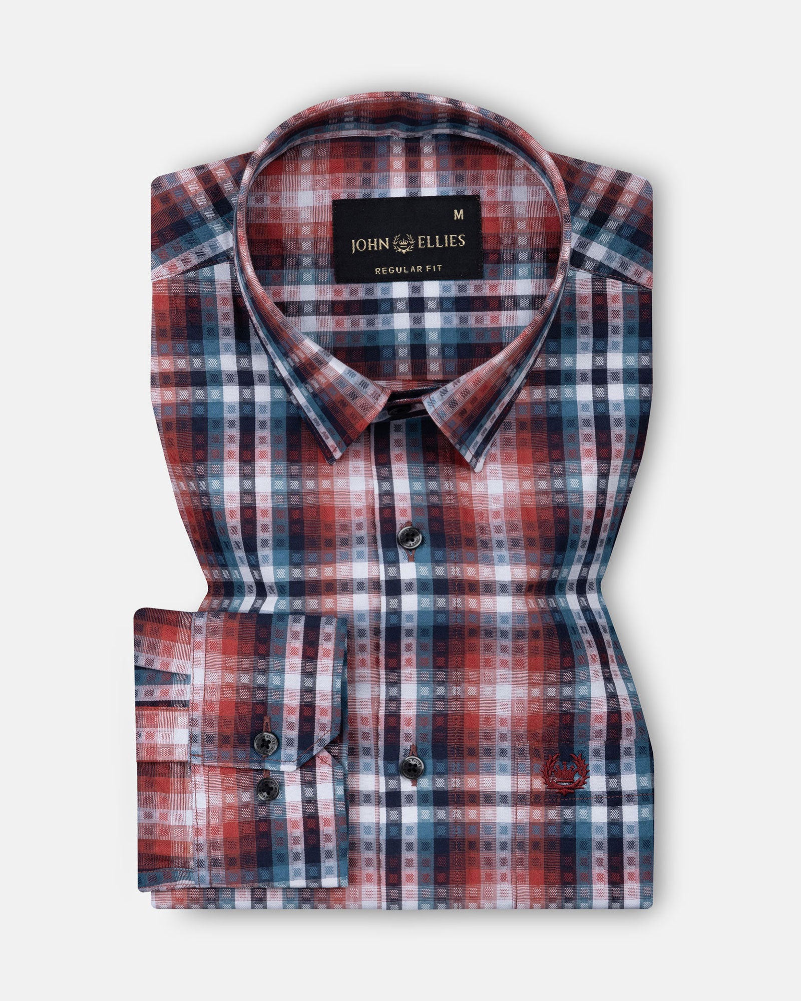 Venzia Red Check Textured Cotton Shirt - John Ellies
