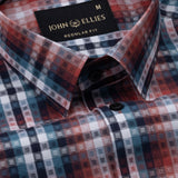 Venzia Red Check Textured Cotton Shirt - John Ellies