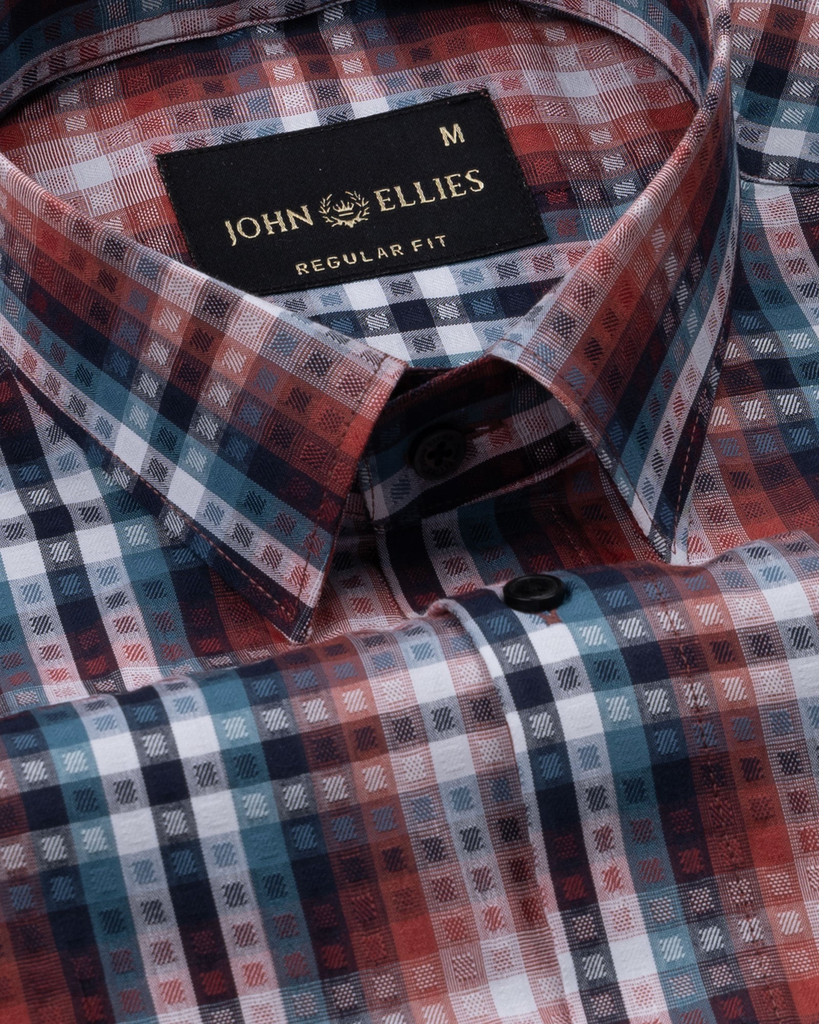 Venzia Red Check Textured Cotton Shirt - John Ellies