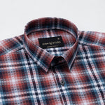 Venzia Red Check Textured Cotton Shirt - John Ellies