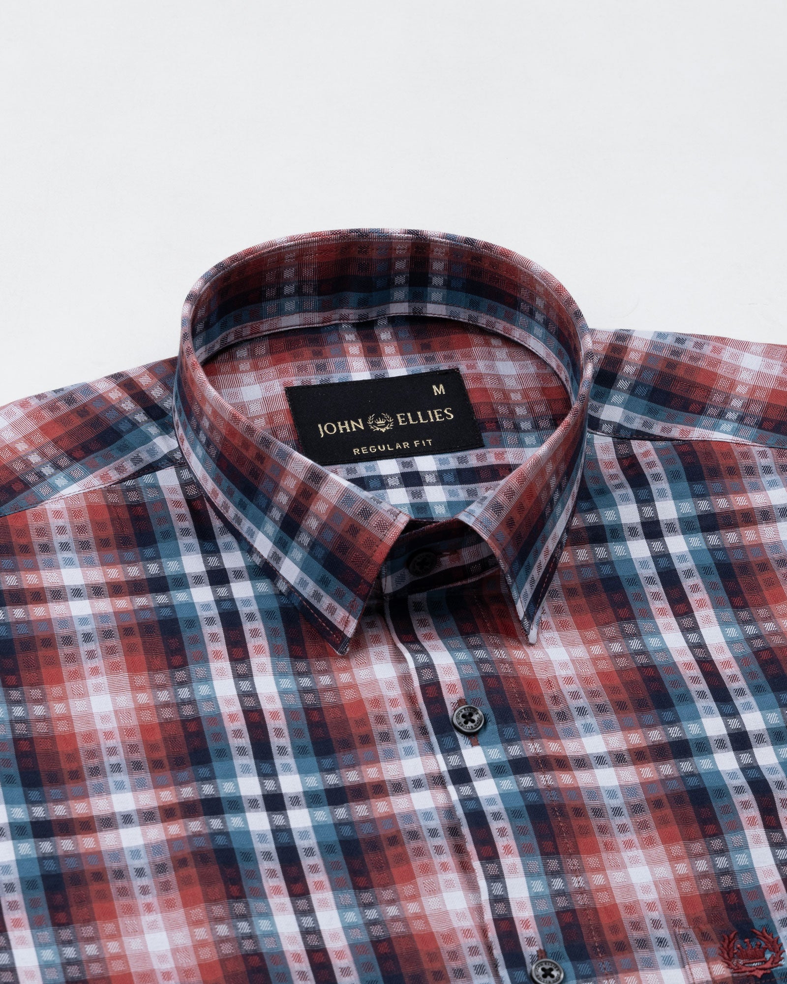 Venzia Red Check Textured Cotton Shirt - John Ellies