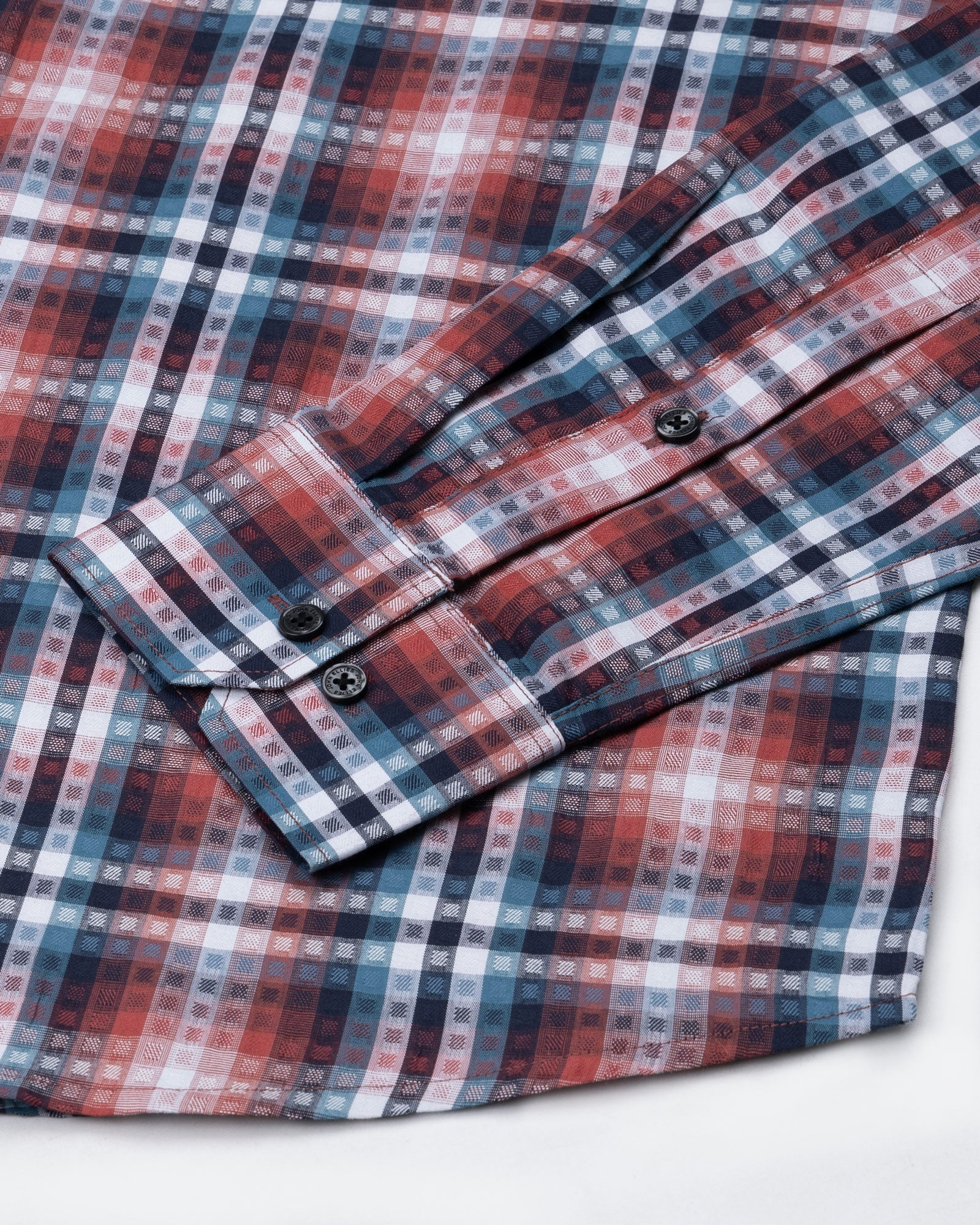 Venzia Red Check Textured Cotton Shirt - John Ellies