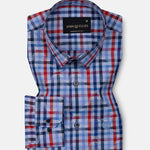 Venzia Blue Check Textured Cotton Shirt - John Ellies