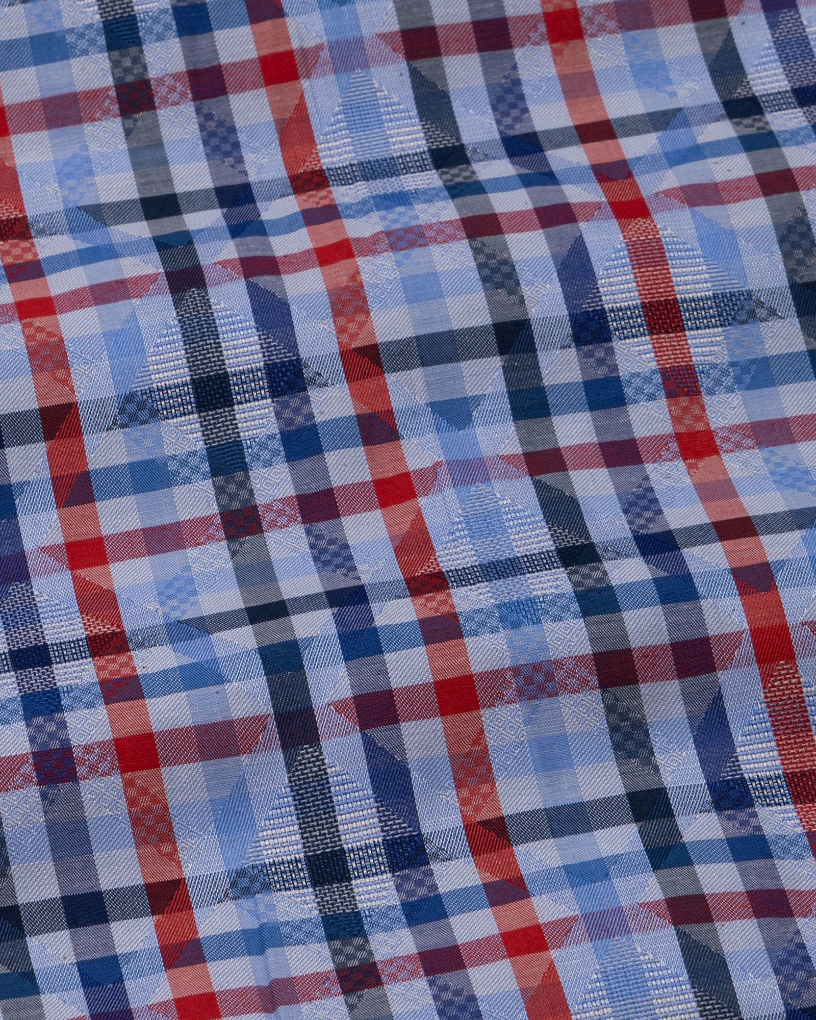 Venzia Blue Check Textured Cotton Shirt - John Ellies
