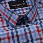 Venzia Blue Check Textured Cotton Shirt - John Ellies