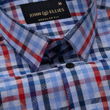 Venzia Blue Check Textured Cotton Shirt - John Ellies