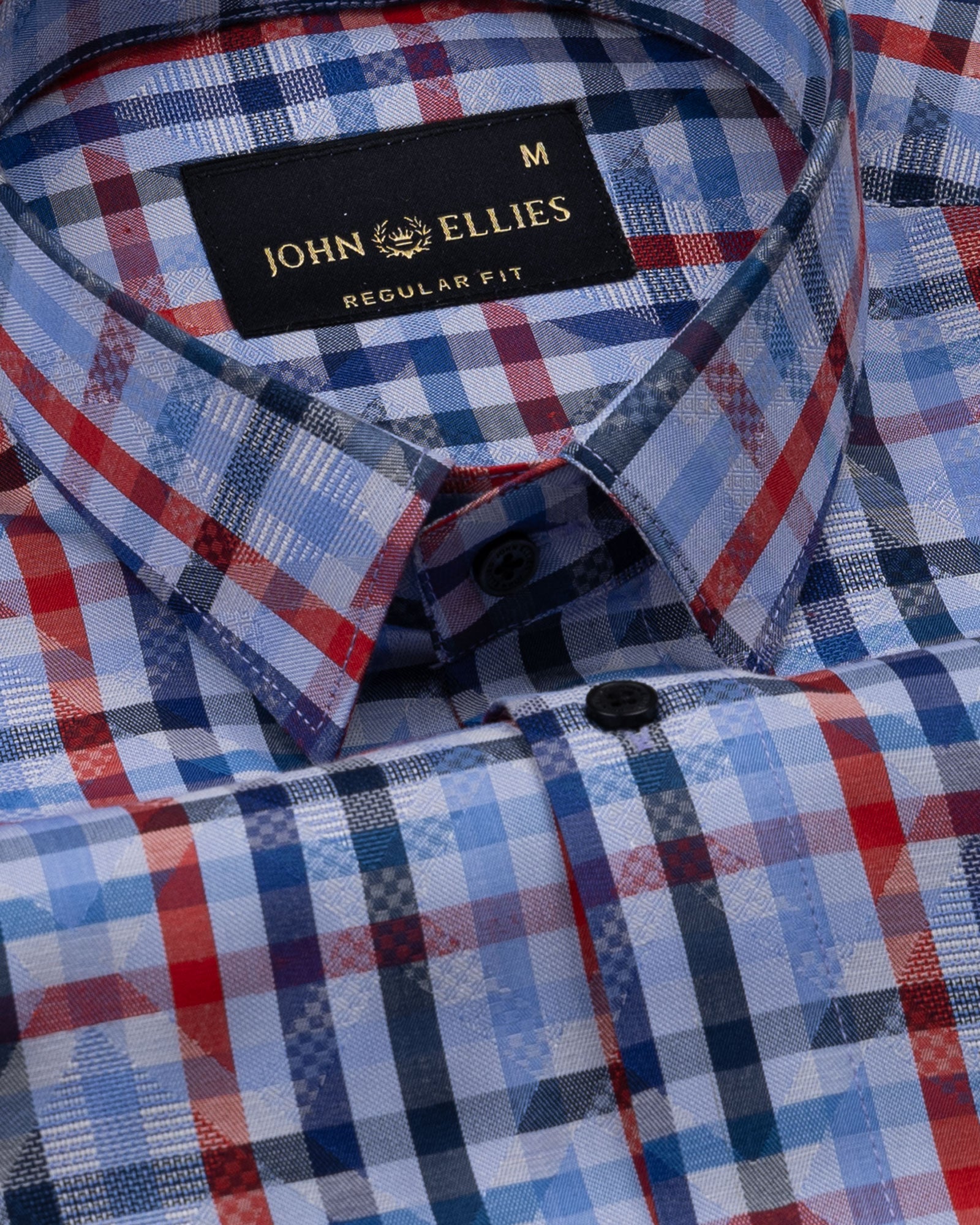 Venzia Blue Check Textured Cotton Shirt - John Ellies