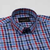Venzia Blue Check Textured Cotton Shirt - John Ellies