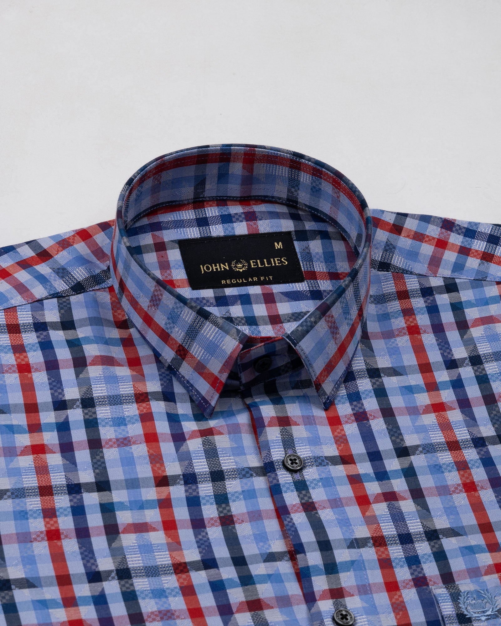 Venzia Blue Check Textured Cotton Shirt - John Ellies