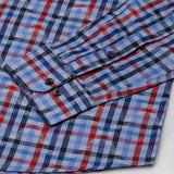 Venzia Blue Check Textured Cotton Shirt - John Ellies
