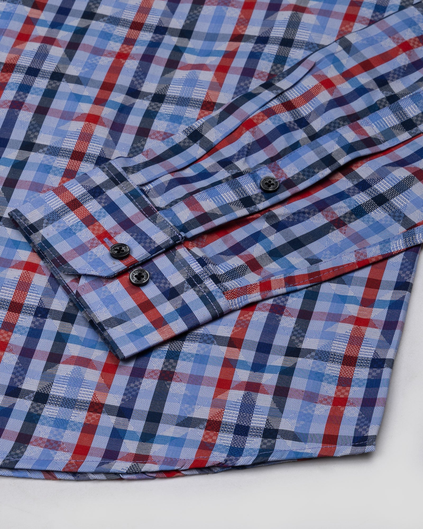 Venzia Blue Check Textured Cotton Shirt - John Ellies