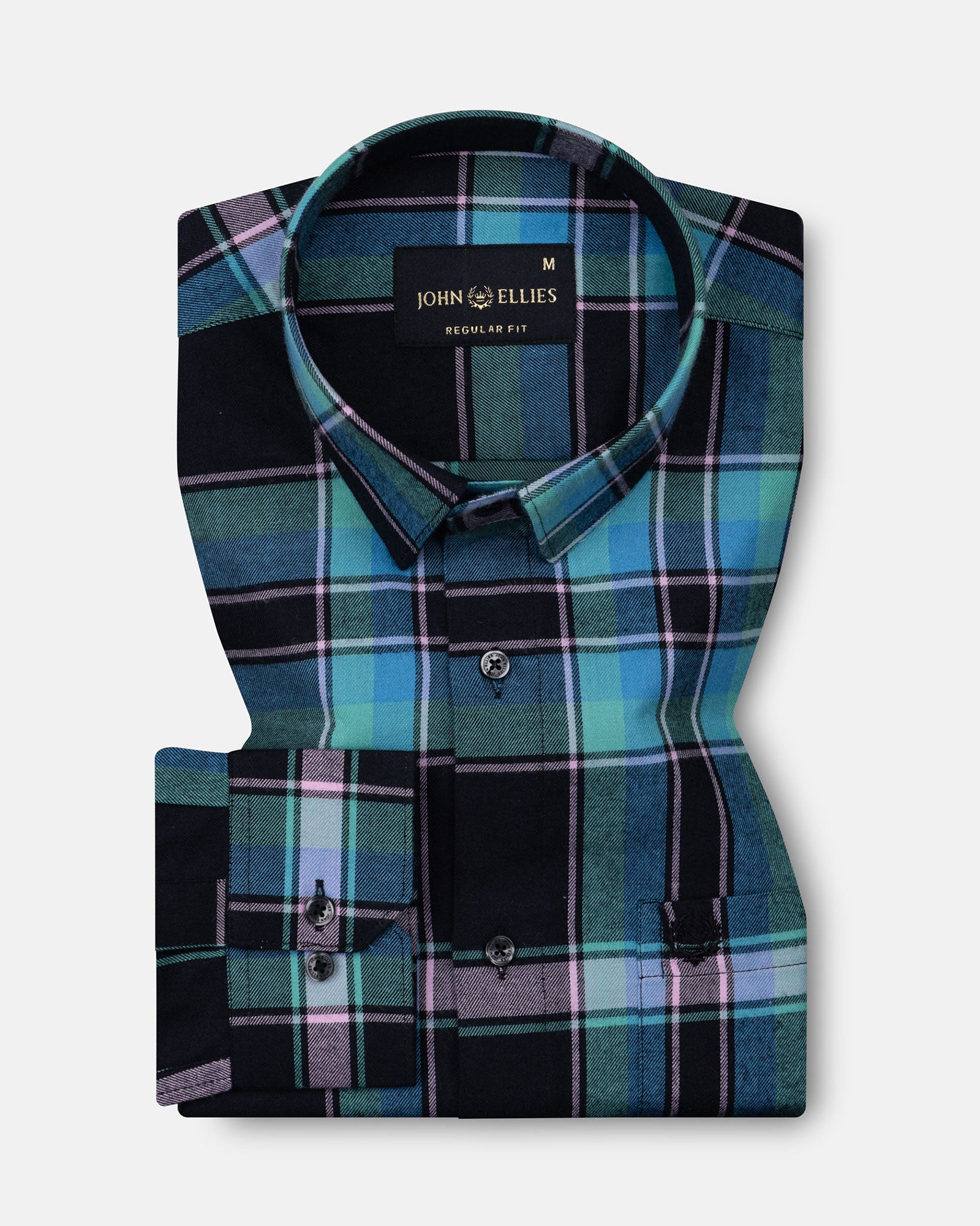 Venzia Green And Black Check Cotton Shirt - John Ellies