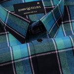 Venzia Green And Black Check Cotton Shirt - John Ellies