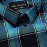 Venzia Green And Black Check Cotton Shirt - John Ellies