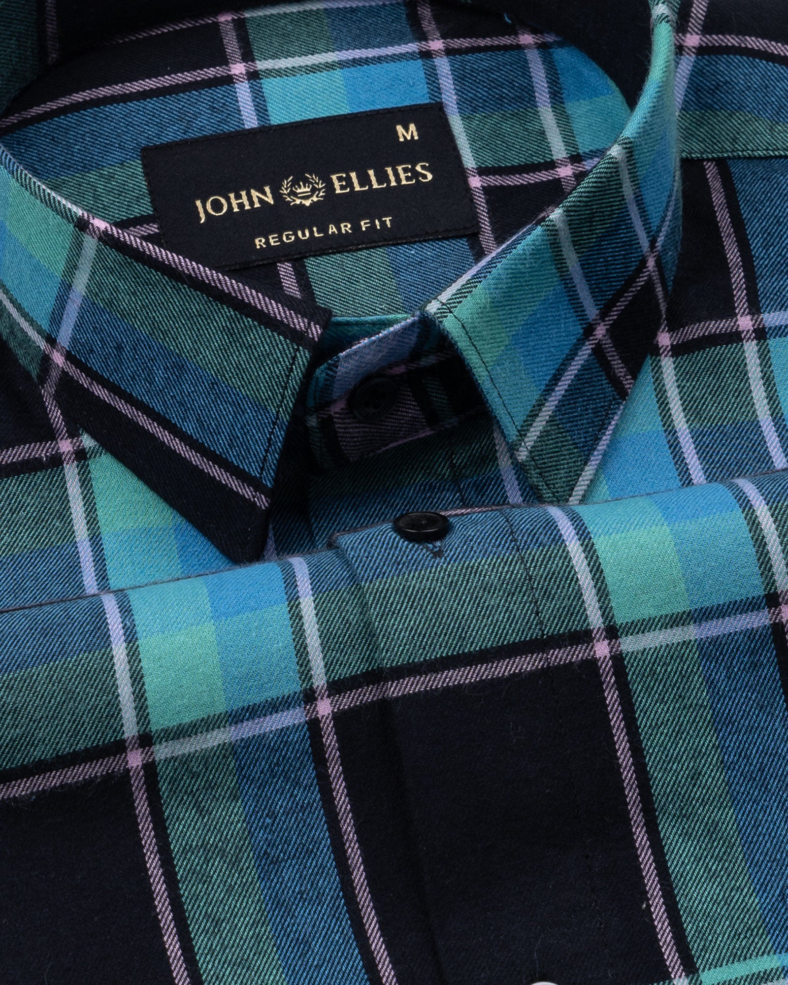 Venzia Green And Black Check Cotton Shirt - John Ellies