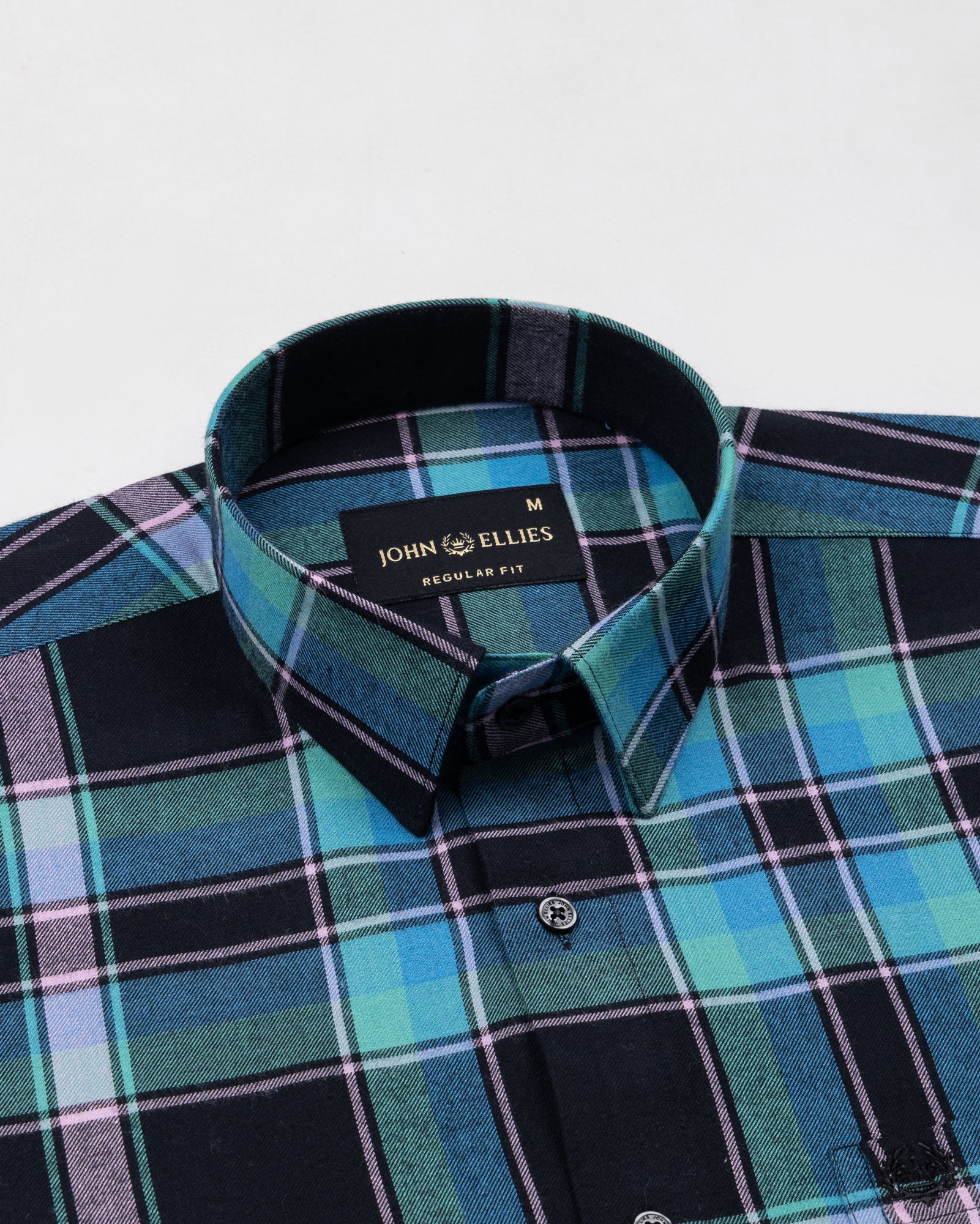 Venzia Green And Black Check Cotton Shirt - John Ellies