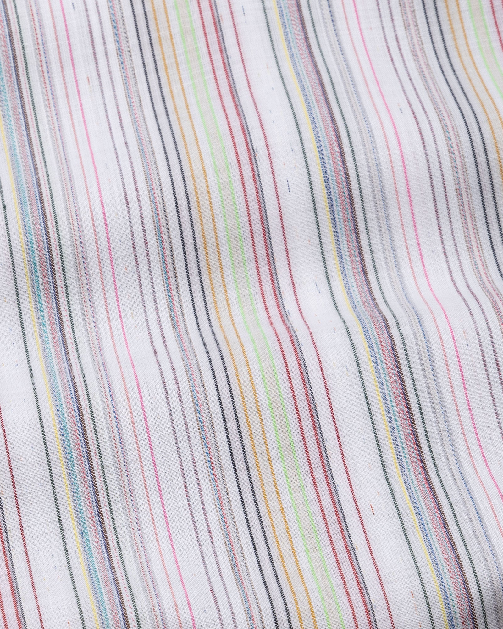 Venzia White And Multicolor Stripes Linen Cotton Shirt - John Ellies