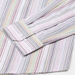 Venzia White And Multicolor Stripes Linen Cotton Shirt - John Ellies