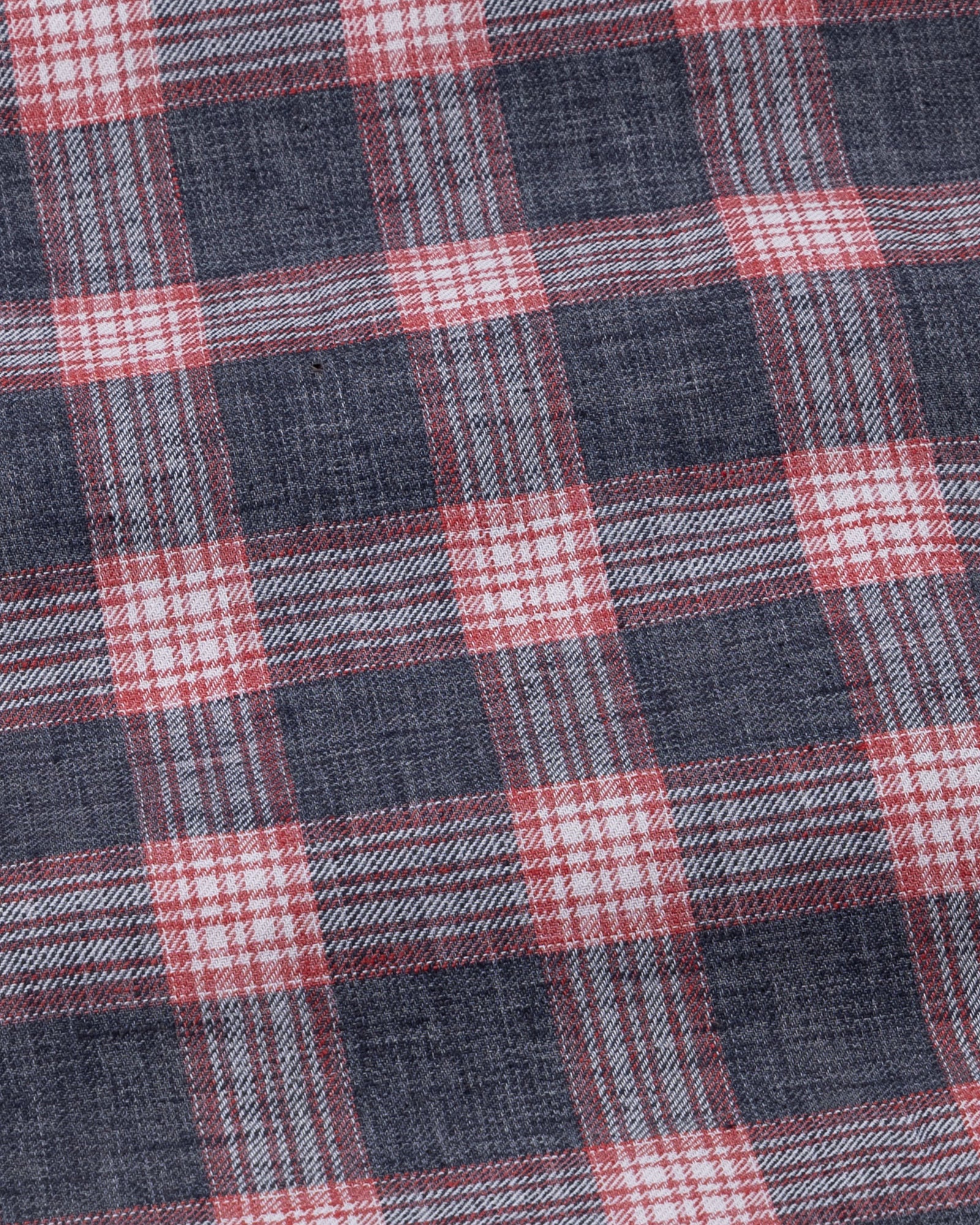 Venzia Grey And Red Check Cotton Shirt - John Ellies