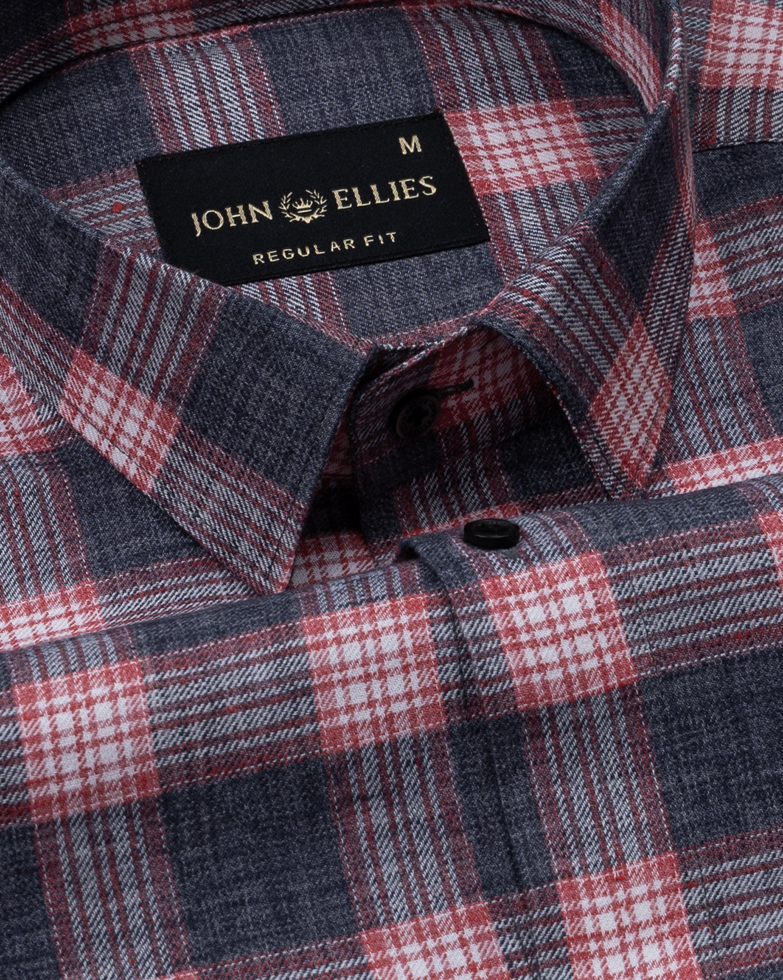 Venzia Grey And Red Check Cotton Shirt - John Ellies