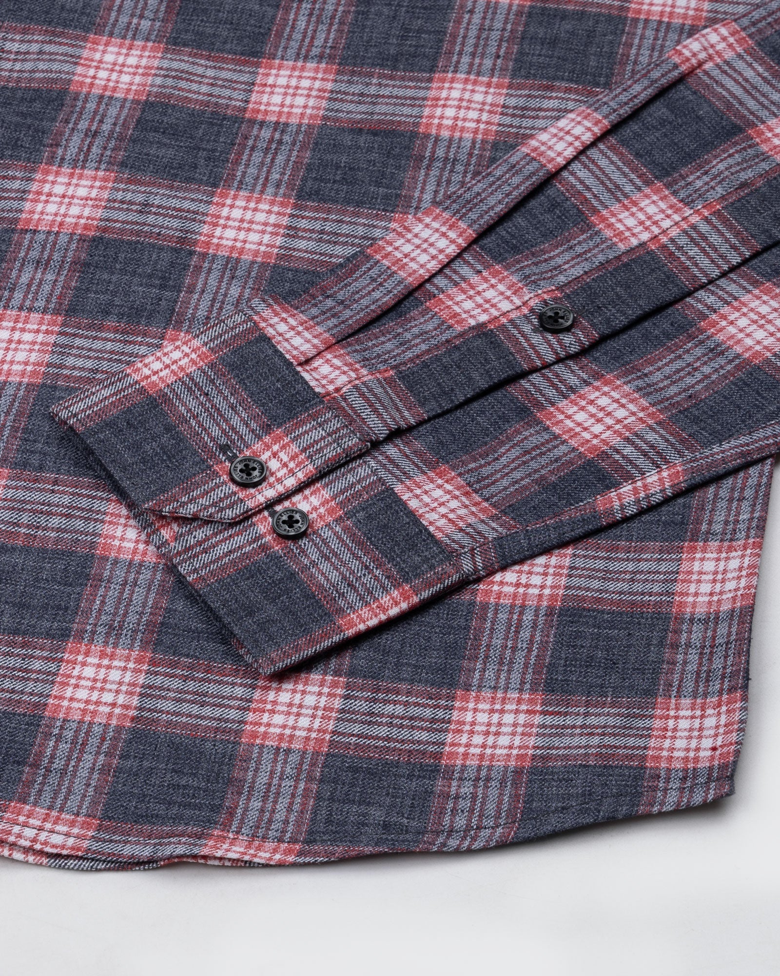 Venzia Grey And Red Check Cotton Shirt - John Ellies