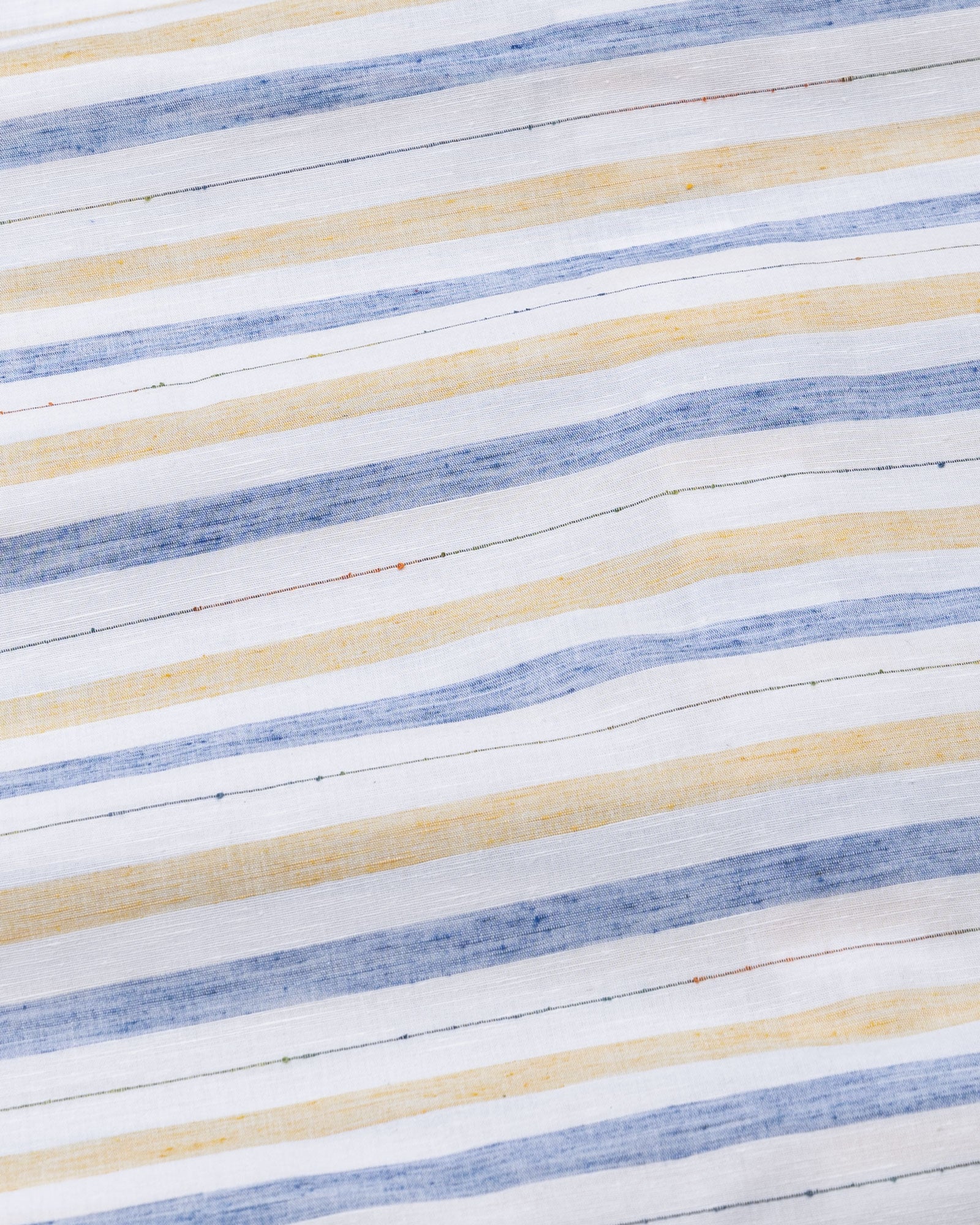 Venzia Yellow With Blue Stripes Linen Shirt - John Ellies