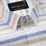 Venzia Yellow With Blue Stripes Linen Shirt - John Ellies
