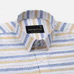 Venzia Yellow With Blue Stripes Linen Shirt - John Ellies
