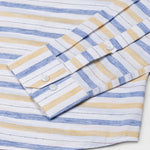 Venzia Yellow With Blue Stripes Linen Shirt - John Ellies