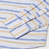 Venzia Yellow With Blue Stripes Linen Shirt - John Ellies