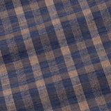 Venzia Brown With Navy Blue Check Cotton Shirt - John Ellies