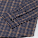Venzia Brown With Navy Blue Check Cotton Shirt - John Ellies