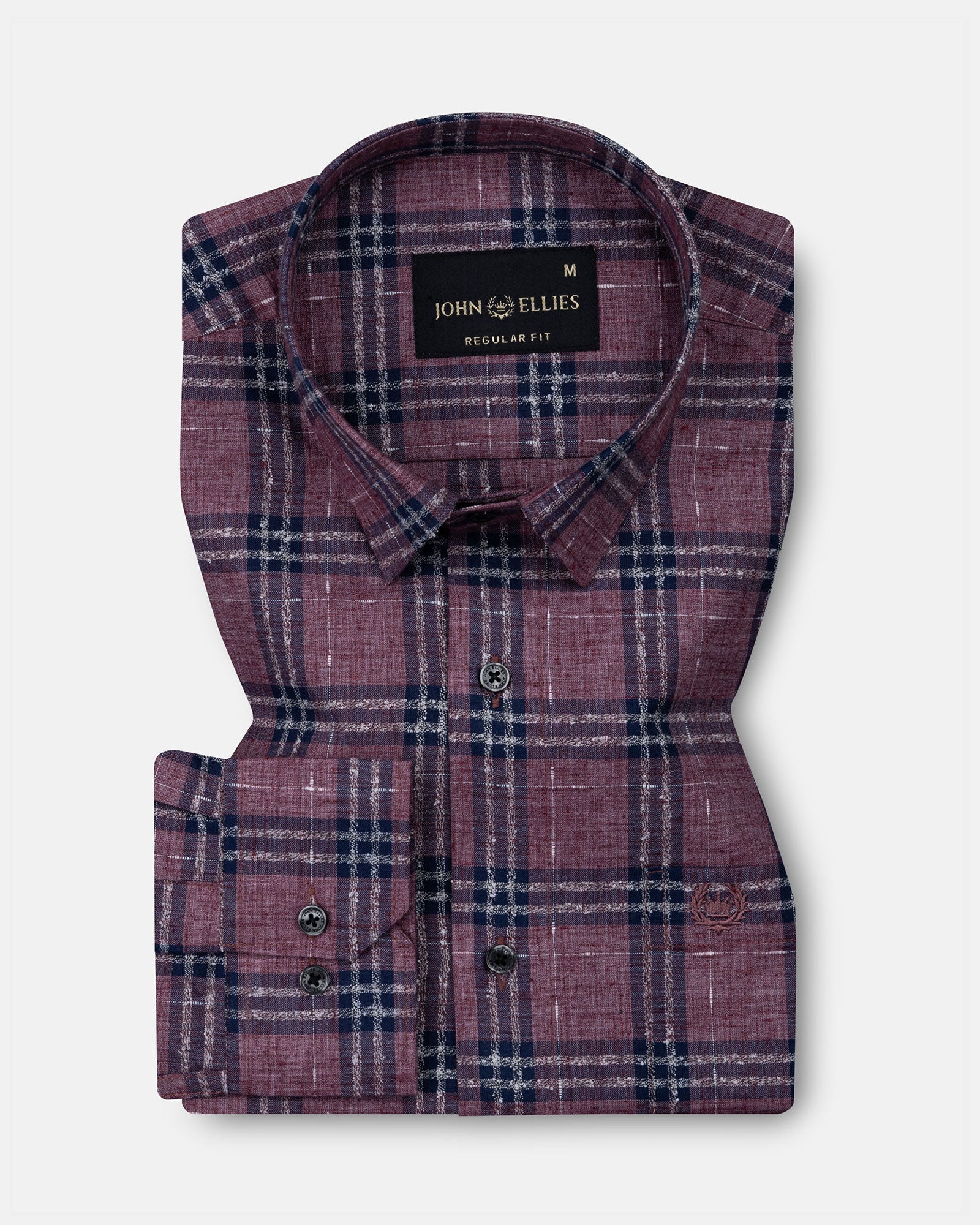 Venzia Maroon Check Linen Shirt - John Ellies